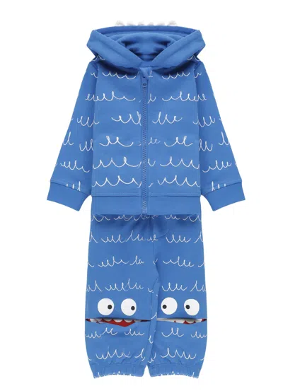 Stella Mccartney Babies' Two-piece Jumpsuit With Pattern In Blue