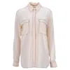 Stella Mccartney Two Pockets Long Sleeve Shirt In Light Peach Crepe Satin In Orange
