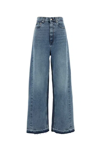 Stella Mccartney Two Tonal Fabric Paneled Wide Leg Jeans In Blue