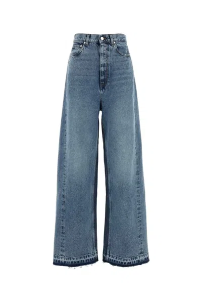 Stella Mccartney Two Tonal Fabric Paneled Wide Leg Jeans In Black