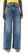 Stella Mccartney Two Tonal Fabric Paneled Wide Leg Jeans Two Tonal Denim Wash