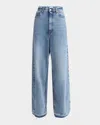 Stella Mccartney Two Tonal Paneled Wide Leg Jeans In Blue