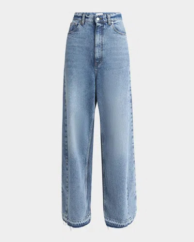 Stella Mccartney Two Tonal Paneled Wide Leg Jeans In Blue