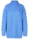 Stella Mccartney Oversized Two-tone Cable-knit Alpaca-blend Turtleneck Sweater In Multicolor