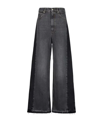 Stella Mccartney Two-tone Black Wide-leg Denim Jeans In Blue