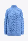 Stella Mccartney Two-tone Alpaca Blend Turtleneck Sweater In Blue