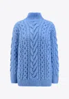 Stella Mccartney Oversized Fit Two-tone Cable Knit Sweater In Blue