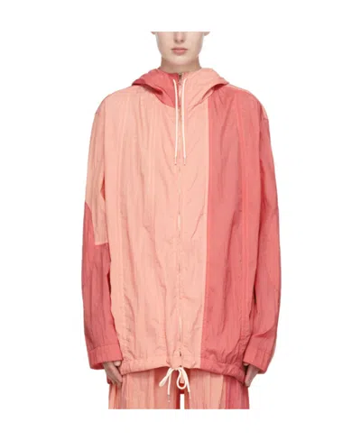 Stella Mccartney Two-tone Crinkled Bomber Jacket In Pink