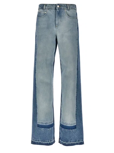 Stella Mccartney Two-tone High-waisted Denim Jeans In Blue