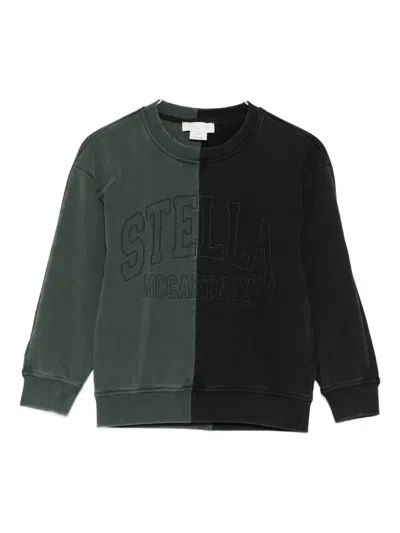 Stella Mccartney Kids' Two-tone Logo Sweatshirt In Green