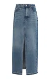 Stella Mccartney Two-tone Paneled Denim Maxi Skirt In Medium Wash
