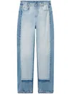 Stella Mccartney Two-tone Straight Leg Jeans With Concealed Fly In Blue