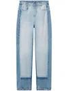 Stella Mccartney Two-tone Straight Leg Jeans With Concealed Fly In Blue