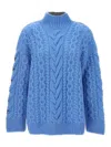 Stella Mccartney Oversized Two-tone Cable-knit Alpaca-blend Turtleneck Sweater In Multicolour