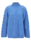 Stella Mccartney Oversized Two-tone Cable-knit Alpaca-blend Turtleneck Sweater