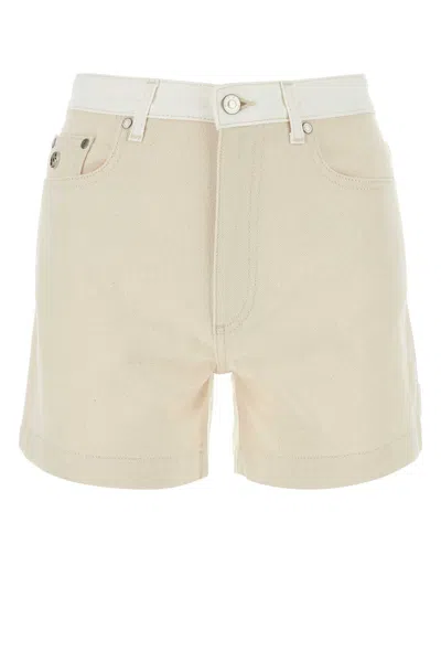 Stella Mccartney Two-tone Denim Shorts In Neutral