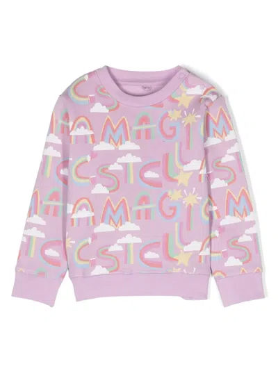 Stella Mccartney Babies' Unicorn-print Cotton Sweatshirt In Purple