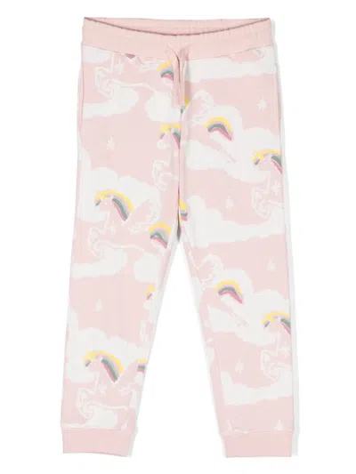 Stella Mccartney Kids' Unicorn-print Cotton Track Pants In Pink
