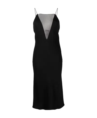STELLA MCCARTNEY STELLA MCCARTNEY V MESH COMPACT CREPE SLIP DRESS