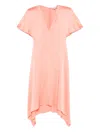 Stella Mccartney V-neck Asymmetric Satin Midi Dress In Pink
