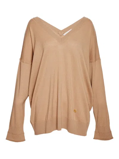 Stella Mccartney V-neck Cashmere Sweater In Brown