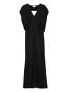 Stella Mccartney Abito Lungo In Raso Nero Donna In Black