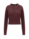 Stella Mccartney V-neck Distressed Jumper In Bordeaux