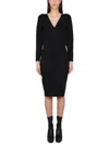Stella Mccartney V-neck Knitted Midi Dress In Black