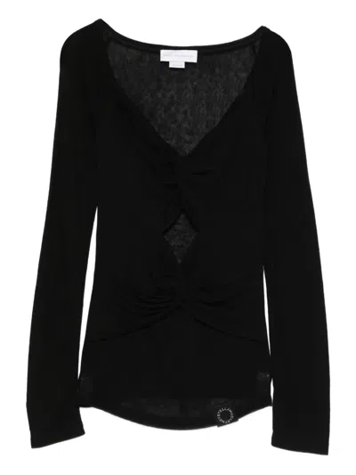 Stella Mccartney V-neck Long Sleeve T-shirt In Black