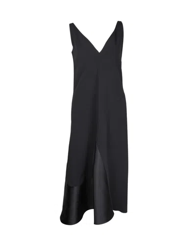 Stella Mccartney V-neck Midi Dress In Black Viscose