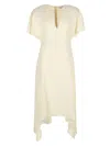 Stella Mccartney Womens Buttermilk V-neck Short-sleeve Satin Midi Dress In Neutral