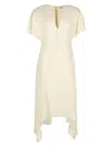 Stella Mccartney Womens Buttermilk V-neck Short-sleeve Satin Midi Dress In Neutral