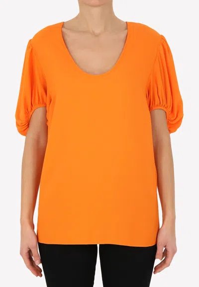 STELLA MCCARTNEY V-NECK PUFF SLEEVES TOP,604069SSA02--7501