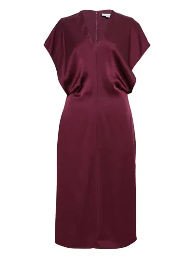 Stella Mccartney Draped Satin-crepe Midi Dress In Purple