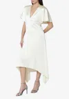 Stella Mccartney Womens Buttermilk V-neck Short-sleeve Satin Midi Dress In Multi