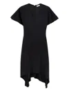 Stella Mccartney V-neck Short-sleeve Satin Midi Dress In Black