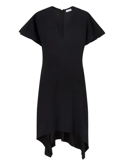 Stella Mccartney V-neck Short-sleeve Satin Midi Dress In Black