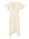 Stella Mccartney V-neck Short-sleeves Satin Midi Dress In Neutral