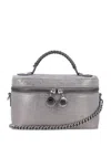 Stella Mccartney Metallic Top Handle Chain Strap Clutch Bag In Gray