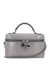 Stella Mccartney Metallic Top Handle Chain Strap Clutch Bag In Gray