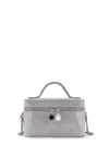 Stella Mccartney Vanity Laminated Shaggy Deer Fabric Crossbody Bag In Silver
