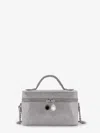 Stella Mccartney Vanity Laminated Shaggy Deer Fabric Crossbody Bag In Silver