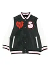 Stella Mccartney Love Heart Varsity Jacket In Black