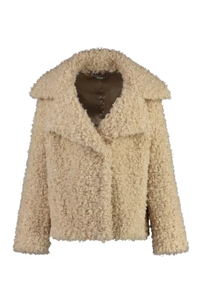 Stella Mccartney Vegan Fur Coat In Panna