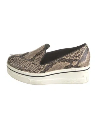 Pre-owned Stella Mccartney Vegan Leather Animal Print Flats In Neutrals