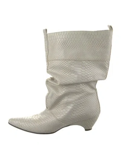 Pre-owned Stella Mccartney Vegan Leather Animal Print Slouch Boots In Neutral