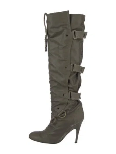 Pre-owned Stella Mccartney Vegan Leather Boots In Green