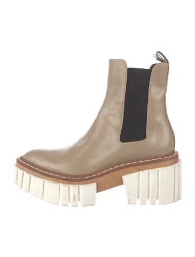 Pre-owned Stella Mccartney Vegan Leather Chelsea Boots In Brown