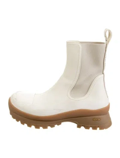 Pre-owned Stella Mccartney Vegan Leather Chelsea Boots In White