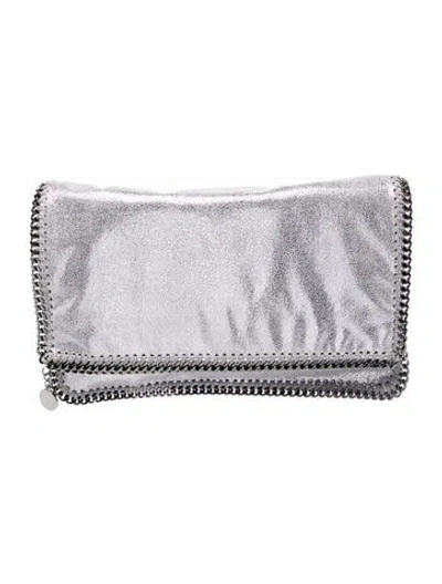 Pre-owned Stella Mccartney Vegan Leather Clutch In Silver